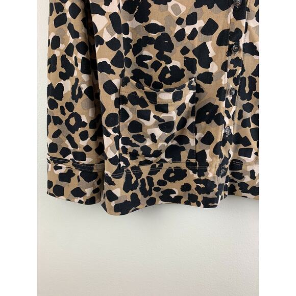 Anne Klein Leopard Print Button Blouse Cardigan XS Extra Small - Picture 2 of 6